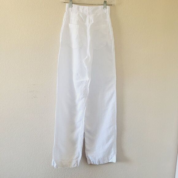Natalie Rolt 100% Linen White Wide Leg High Rise Pants 0 Eddy Coastal Lagenlook - Picture 11 of 11